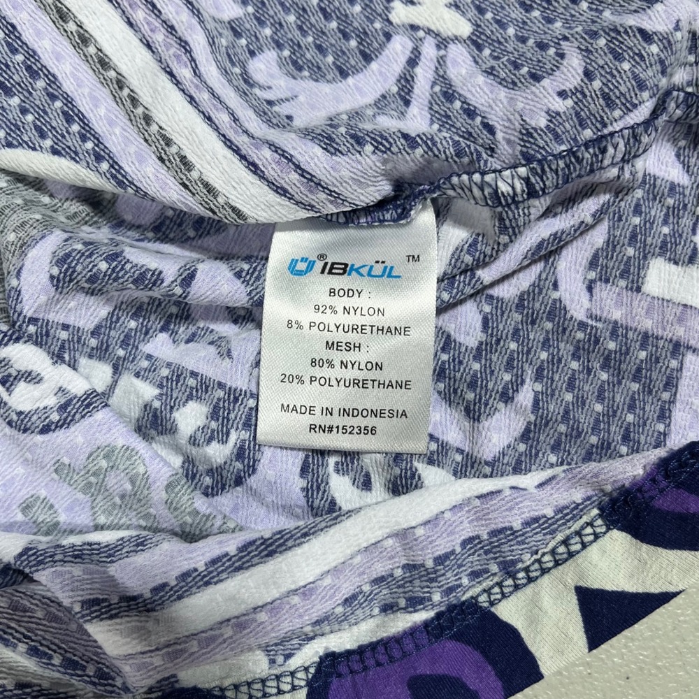 IBKUL Womens Purple Blue Tile Print UPF 50+ Quarter Zip Mock Neck Top Small Golf - Picture 10 of 11